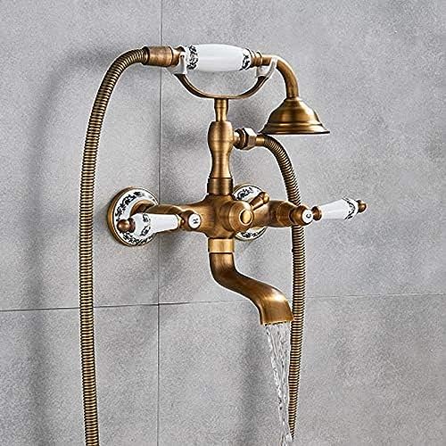 Antique Messing Badewanne Duschhahn Wandhahn Wandmontage Duschmischmischung 30 Cm Ausgabe 360 Rotation Dualknöpfe Mixer Tap Duschtyp A.,Typ C Antique Messing Badewanne Duschhahn Wandhahn Wandmontage Duschmischmischung 30 Cm Ausgabe 360 Rotation Dualknöpfe Mixer Tap Duschtyp A.,Typ C von ZCHZCS