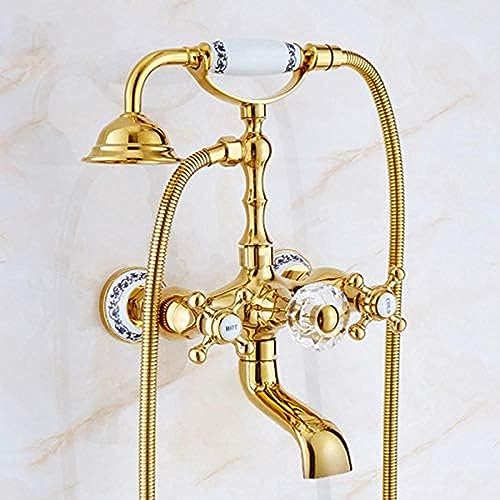 Badewanne Wasserhähnen Luxus Gold Messing Badezimmer Wasserhahnmixer Tippwand Montiertes Hand Duschkopf Kit Duschhahn Sets Badewanne Wasserhähnen Luxus Gold Messing Badezimmer Wasserhahnmixer Tippwand Montiertes Hand Duschkopf Kit Duschhahn Sets von ZCHZCS