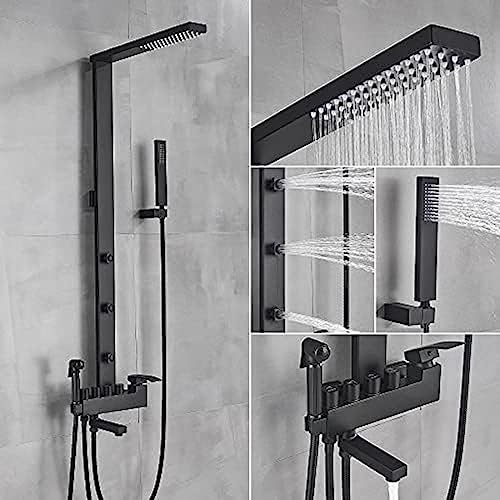 Badezimmer Wasserhahn Bad Regen Dusche Wasserhahnwand Montiert Badewanne Duschmischer Bidet Tap Dusch Set Mix Matt Black-Matte Schwarz A,Matte Schwarz A von ZCHZCS