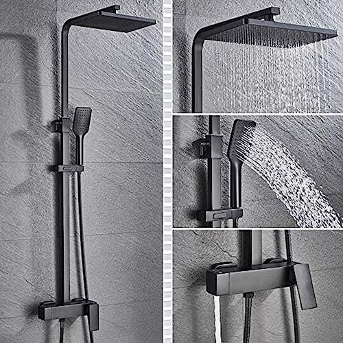 Badezimmer Wasserhahn Regen Dusche Kopf Bad Wasserhahn Wandmontage Duschmischmischer Tap Duschhahn Duschschuhe Set Mixer-Schwarz A,Schwarz A von ZCHZCS