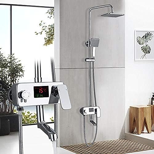 -Chrom-Digital Display 8 Zoll Niederschlag Duscharmatur In-Wand Drehen Wannenausgabel Duschmischer Set Mit Handheld-Duschmixer -Chrom-Digital Display 8 Zoll Niederschlag Duscharmatur In-Wand Drehen Wannenausgabel Duschmischer Set Mit Handheld-Duschmixer von ZCHZCS