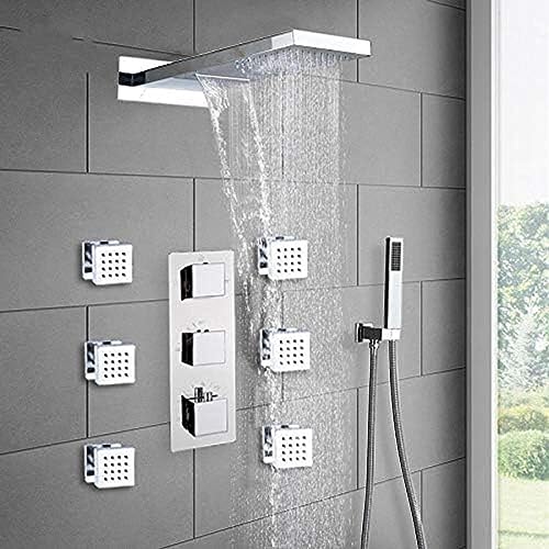Chrom Thermostatische Duscharmaturen Set Regen Wasserfall Duschmassage Jets 4-Wege Thermostatische Mischer Tap Bad Dusch SetMixer Tap Bad Duschset Set Chrom Thermostatische Duscharmaturen Set Regen Wasserfall Duschmassage Jets 4-Wege Thermostatische Mischer Tap Bad Dusch SetMixer Tap Bad Duschset Set von ZCHZCS