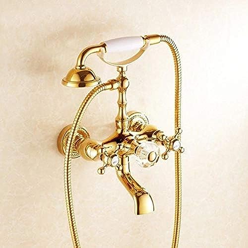 Duscharmatur Golden Badezimmer Badewanne Wasserhahn Messing Wandmontage Telefonstil Duschkabine Waschmaschinen Mixer Hahn Duscharmatur Golden Badezimmer Badewanne Wasserhahn Messing Wandmontage Telefonstil Duschkabine Waschmaschinen Mixer Hahn von ZCHZCS