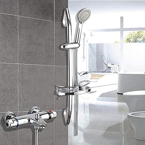 Duscharmatur -Set Badezimmer Thermostatischer Wasserhahn Chrom -Finish -Mixer Mit/ABS -Handheldstange Rack Rack Duschwand Montiert von ZCHZCS
