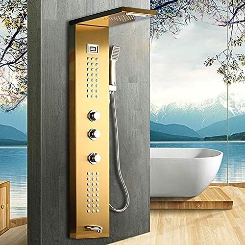 Duschsäule Wasserhahn Bad Wasserhahn Temperatur Digitale Anzeige LED Duschplatte Körpermassagesystem Jets-Nickel_brush_f,Vergoldet Duschsäule Wasserhahn Bad Wasserhahn Temperatur Digitale Anzeige LED Duschplatte Körpermassagesystem Jets-Nickel_brush_f,Vergoldet von ZCHZCS
