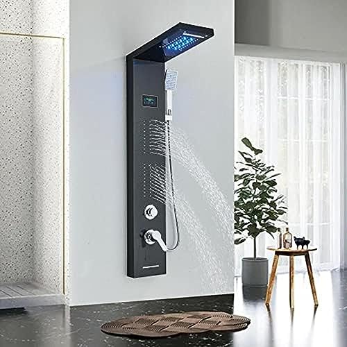 Edelstahl Duschpaneel-Turmsystem Regen, Wasserfall Massage Jet Spray Mixer-Black A,Schwarz A von ZCHZCS