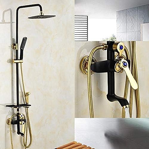 European Style Style-Duschfaucet Badezimmer Badezimmer Kupfer American-Stil-Hotel-Wall-Duschset Mit Regal European Style Style-Duschfaucet Badezimmer Badezimmer Kupfer American-Stil-Hotel-Wall-Duschset Mit Regal von ZCHZCS