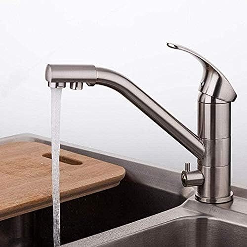 Faucet High-End Brass Body Nickel Brushed Kitchen Faucet Sink Mixer Tap 360 Degree Rotation With Water Purification Features von ZCHZCS