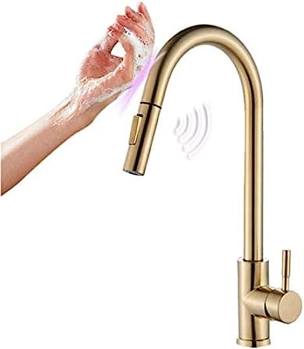 Herausziehen Küchenspüle Sensor Wasserhahn Smart Touch Heißer Kaltmixer Crane Tipp Gebürstete Gold Pull Out Spray Kitchen Mixer Herausziehen Küchenspüle Sensor Wasserhahn Smart Touch Heißer Kaltmixer Crane Tipp Gebürstete Gold Pull Out Spray Kitchen Mixer von ZCHZCS