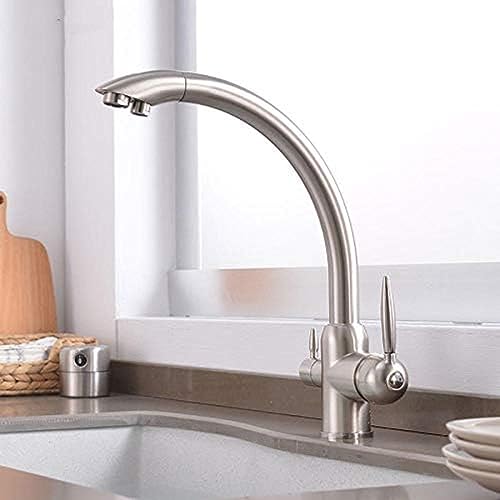 Küchenhahn 3 -Wege Wasserfilter Küche Wasserhahn Trinkwassermischer Tippdeck Montiert, Purifikator Küche Spüle Kaltes Eot Crane Gebürstet Küchenhahn 3 -Wege Wasserfilter Küche Wasserhahn Trinkwassermischer Tippdeck Montiert, Purifikator Küche Spüle Kaltes Eot Crane Gebürstet von ZCHZCS