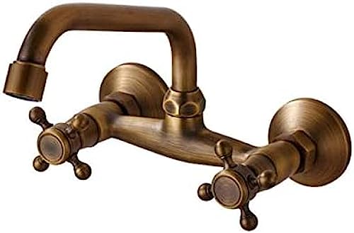 Küchenhahn Antiquitäten Messing Küchenspüle Wasserhahn 360 Schwenkspitze Heiße Und Kalte Badezimmer Küchenmischer Crane Mop Pool Haken Dual Griff Wasserhahn von ZCHZCS