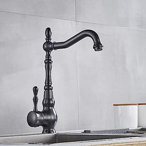 Küchenspüle Wasserhähne Retro Messing Schwarz Bronze Eingriff Küchenbecken Wasserhähne Deck Montiert Heiß Und Kalt Wassermischer Hahn von ZCHZCS
