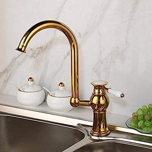 Küchenspüle Wasserhähnen Gold Fersion Ein Griff Küchenbecken Wasserhähnen Deck Montiert Heiß Und Kalt Wassermischer HAP von ZCHZCS