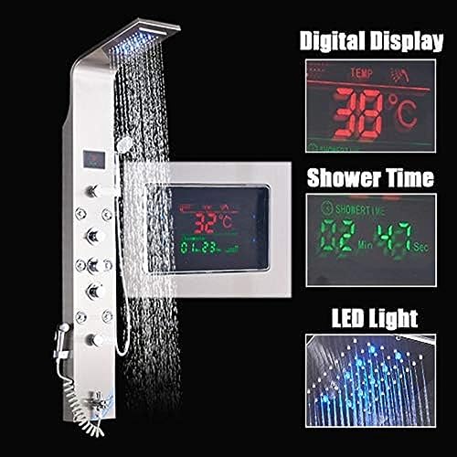 LED Bad Dusche Wasserhahn Digital Display Bad Duschplatte Dusch Säule Wasserfall LED-Duschkopf Mit Körpermassage Spa Jet-Stallstahl,Edelstahl LED Bad Dusche Wasserhahn Digital Display Bad Duschplatte Dusch Säule Wasserfall LED-Duschkopf Mit Körpermassage Spa Jet-Stallstahl,Edelstahl von ZCHZCS