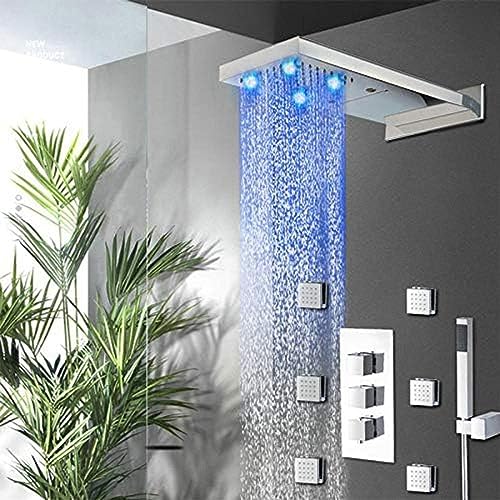 Luxus Chrom Messing Badezimmer Niederschlag LED Duschkopf Badezimmer Dusch Set Wandmontaged Panel Mixer Haken Duscharmatur Set Set Luxus Chrom Messing Badezimmer Niederschlag LED Duschkopf Badezimmer Dusch Set Wandmontaged Panel Mixer Haken Duscharmatur Set Set von ZCHZCS