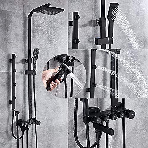 Luxus Chrom Schwarzer Dusche Wasserhahn Messing Mixer Hahn Mit Bidet Sprayer Side Spa Jets Dusche Schwenkwanne Spout Bad Dusche-weißes Golden,Matt Schwarz von ZCHZCS