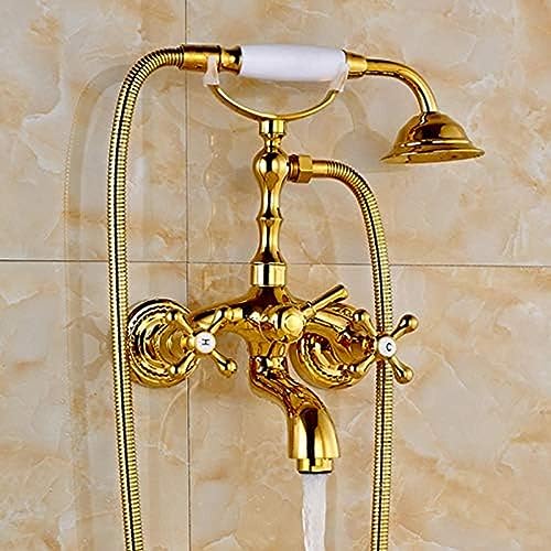 Luxus Massives Messing Golden Finish Duschwanne Wasserhahn Mit Handdusche Doppelgriff Mixer Hahn Luxus Massives Messing Golden Finish Duschwanne Wasserhahn Mit Handdusche Doppelgriff Mixer Hahn von ZCHZCS