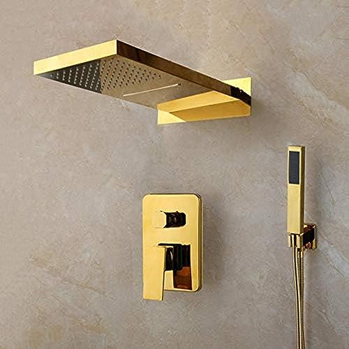 Luxusgold Plattiert Massive Messing Niederschlag Wasserfall Badezimmer Dusche Hand 2 Funktionen Duschmischer Badezimmer Duschsets Luxusgold Plattiert Massive Messing Niederschlag Wasserfall Badezimmer Dusche Hand 2 Funktionen Duschmischer Badezimmer Duschsets von ZCHZCS