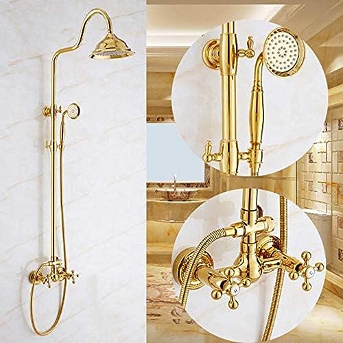 Luxusgoldene Messing Duscharmatur -Set Dual Keramikgriff Wannenmischer Mit Handdusche Luxusgoldene Messing Duscharmatur -Set Dual Keramikgriff Wannenmischer Mit Handdusche von ZCHZCS
