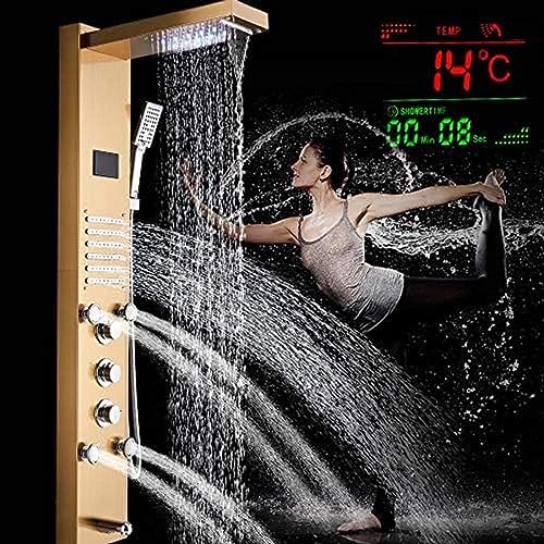 Regen Wasserfall LED-Duschplatte Mit Digitalem Display Heiß Und Kaltmischgold Montiert,Gold Regen Wasserfall LED-Duschplatte Mit Digitalem Display Heiß Und Kaltmischgold Montiert,Gold von ZCHZCS