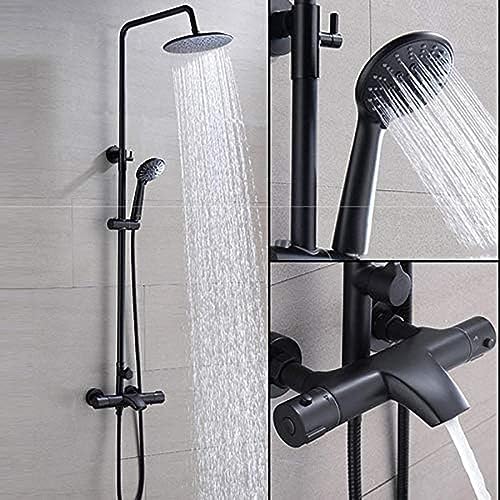 Schwarzes Niederschlagsschuhe -Set Thermostatischer Kontroll Dusche Wasserhahn Thermostatischer Messingmixer Hahn Schwarzes Niederschlagsschuhe -Set Thermostatischer Kontroll Dusche Wasserhahn Thermostatischer Messingmixer Hahn von ZCHZCS