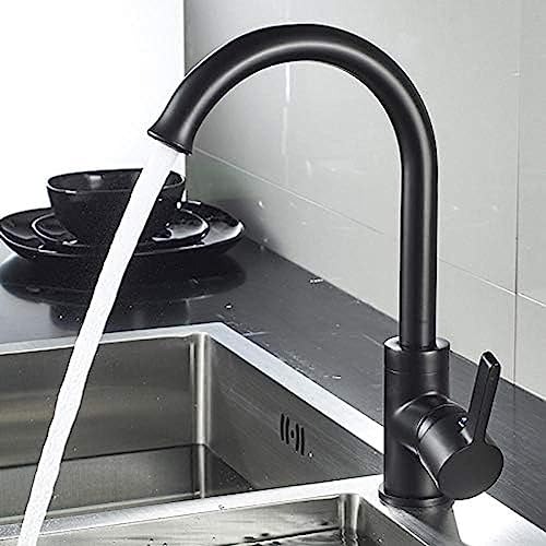 Single Griff Küchenspüle Wasserhahn Matt Schwarz, 360 Grad Rotation Waschbecken Kaltem Heißmixer Crane Messing Single Griff Küchenspüle Wasserhahn Matt Schwarz, 360 Grad Rotation Waschbecken Kaltem Heißmixer Crane Messing von ZCHZCS