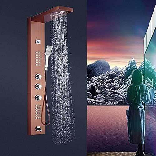 Thermostatische Duschplatte Wasserfall Niederschlag Digitaler Bildschauer Wasserhahn Spa Massage Jet Duschmixer Kit Und Handshower-Golden,Roségold Thermostatische Duschplatte Wasserfall Niederschlag Digitaler Bildschauer Wasserhahn Spa Massage Jet Duschmixer Kit Und Handshower-Golden,Roségold von ZCHZCS