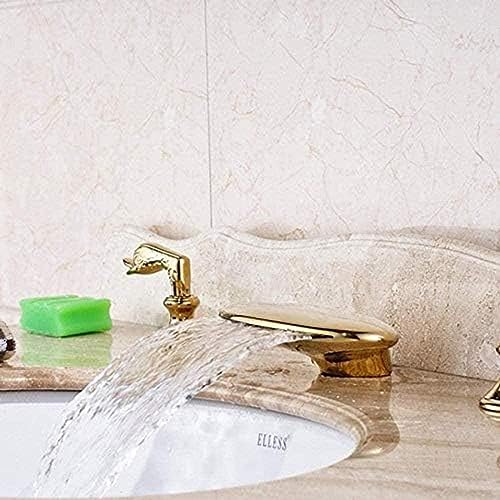 Wasserfall Wasserfall Goldenes Messing Badezimmer Basin Wasserhahn Weit Verbreiteter Waschtisch -Waschbeckenmixer -Hahn Wasserfall Wasserfall Goldenes Messing Badezimmer Basin Wasserhahn Weit Verbreiteter Waschtisch -Waschbeckenmixer -Hahn von ZCHZCS