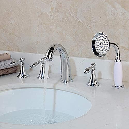 Wasserfallauslauf 5 Stcs Badewanne Wasserhahn Chrom Fertiger Mixer Haken Para Badezimmer Dusche Wasserhahn Mit Messel von ZCHZCS