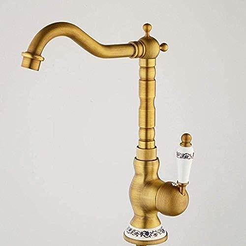 Wasserhahn Antikes Messing Finish Küchereispüle Schwenkwasserhahn Wasserhahn Waschtisch Keramikgriff Wasserhahn Wasserhahn Wasserhahn von ZCHZCS