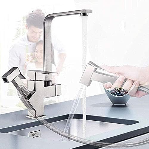 Wasserhahn Ausziehen Sprinkler Ein Loch Deck Installation Edelstahl Nickel Küchenarmatur Heißer Und Kaltes Wasserhahn Wasserhahn von ZCHZCS