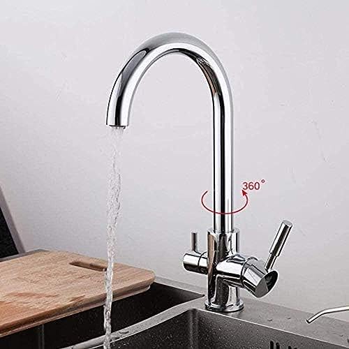 Wasserhahn Chrom Küchenspüle Wasserhahn Dreht Sich Um 360 Grad, Mit Wasserreinigungsfunktion, Drei-Wege-Heiß- Und Kaltwassermischer Wasserhahn Chrom Küchenspüle Wasserhahn Dreht Sich Um 360 Grad, Mit Wasserreinigungsfunktion, Drei-Wege-Heiß- Und Kaltwassermischer von ZCHZCS