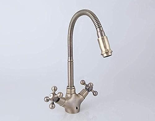 -Wasserhahn Doppelgriff Küchenarmatur Gans Nase Antique Messing Heißer Und Kaltes Wassermixer 360 Grad Drehen von ZCHZCS
