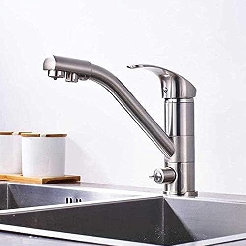 -Wasserhahn Gebürstet Nickel Küche Trinkwasser Wasserhahn Doppelgriff Reines Wasser Badezimmer Spüle Heiße Und Kalte Mischhahn Mit Einem Loch -Wasserhahn Gebürstet Nickel Küche Trinkwasser Wasserhahn Doppelgriff Reines Wasser Badezimmer Spüle Heiße Und Kalte Mischhahn Mit Einem Loch von ZCHZCS