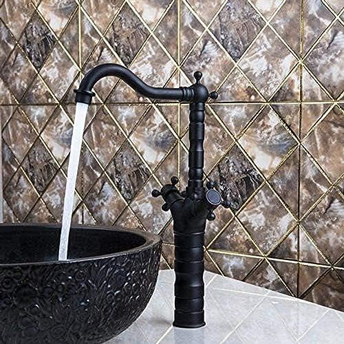 -Wasserhahn Hoher Zwei-Griff-Schwenk 360-Grad Öl Reiben Schwarze Bronze-Waschbecken Küchenwaschbecken Wasserhahn Wasserhahn -Wasserhahn Hoher Zwei-Griff-Schwenk 360-Grad Öl Reiben Schwarze Bronze-Waschbecken Küchenwaschbecken Wasserhahn Wasserhahn von ZCHZCS