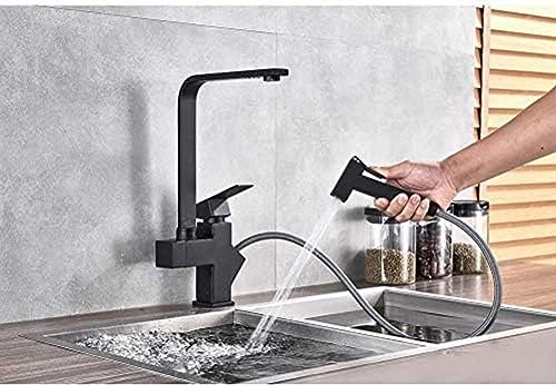 Wasserhahn Küche Wasserhahn Matt Schwarz Ausziehbar Küchenarmatur Rotierender Küchenarmaturkran Faucet Eingriff Hochdruck Sprinkler Heiß Und Kaltes Wasser Wasserhahn von ZCHZCS