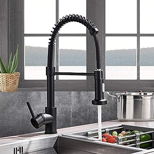 Wasserhahn Matt Schwarz Küchenarmaturen Deck Montiert Wasserhahn Wasserhahn 360 Grad Drehflusssprühdüse Küche Spüle Heißer Und Kaltes Wasserhahn von ZCHZCS