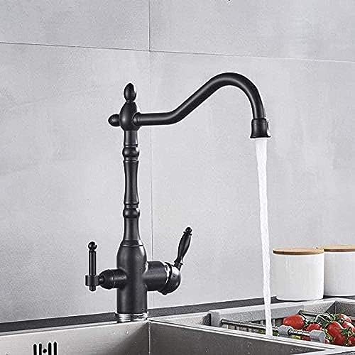 Wasserhahn Mattes Schwarzes Küchenspüle Wasserhahn Reines Wasserfilter Getränke Wasserhahn Wasserhahn Doppelgriff Zwei Wasserhahn Bad Küchenarmatur Heiß Und Kaltkran von ZCHZCS