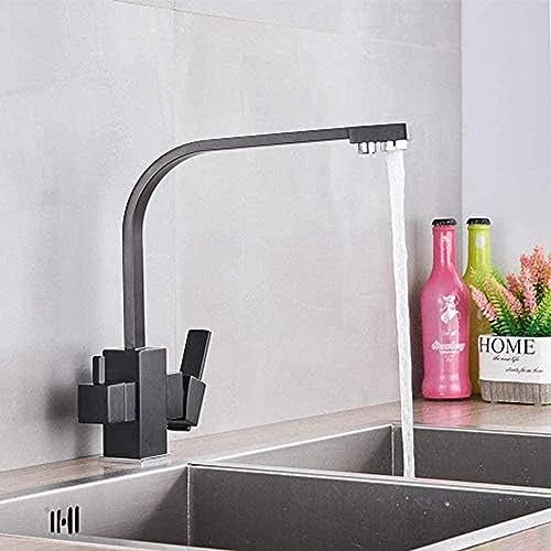 Wasserhahn Messing Mattes Schwarz Chrom Küchenarmatur Filter Spüle Wasserhahn Doppel 360 ° Rotatable Deck Montiert Küchenhahn Mit Gefiltertem Wasser von ZCHZCS