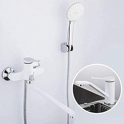 -Wasserhahn Neu 350 Mm Badezimmer Dusche Wasserhähne Weiße Badewanne Wasserhahnmixer Tippen Sie Mit Handduschensets Mit Becken Wasserhahn Waschspüle Taps -Wasserhahn Neu 350 Mm Badezimmer Dusche Wasserhähne Weiße Badewanne Wasserhahnmixer Tippen Sie Mit Handduschensets Mit Becken Wasserhahn Waschspüle Taps von ZCHZCS
