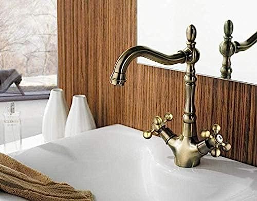 -Wasserhahn Retro -Stil Doppelgriff Küchenarmatur Tap Antique Messing Heiße Und Kaltes Wasserhahn 360 Grad Drehung -Wasserhahn Retro -Stil Doppelgriff Küchenarmatur Tap Antique Messing Heiße Und Kaltes Wasserhahn 360 Grad Drehung von ZCHZCS