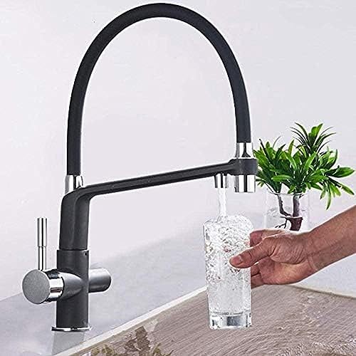 -Wasserhahn Schwarzer Chrom Küche Reiner Wasser Wasserhahn 360 Rotation Down White Filter Reinigung Kranarmäuren Heiße Kaltmixer Taps -Wasserhahn Schwarzer Chrom Küche Reiner Wasser Wasserhahn 360 Rotation Down White Filter Reinigung Kranarmäuren Heiße Kaltmixer Taps von ZCHZCS