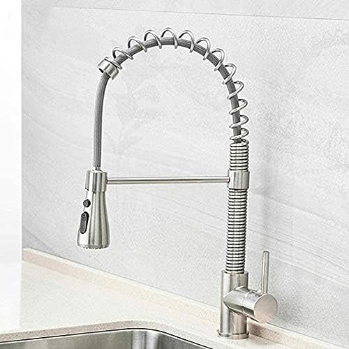 Wasserhahn Springstil Küchenarmatur Gebürstete Nickelarmatur Herausziehen Messinghack Heiße Und Kaltes Wasser Waschbeckenmixer Haken von ZCHZCS