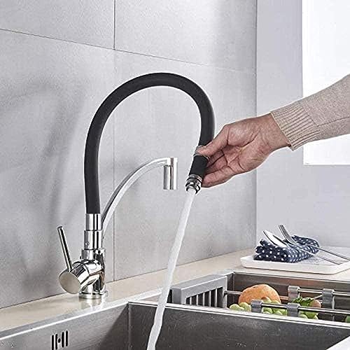 -Wasserhahn Verchromt Küchenspüle Wasserhahn Heißer Und Kaltmischer Kran Wasserhahn Schwarzer Gummi Rotary Dropdown Küchenmischer Kran-Wasserhahn -Wasserhahn Verchromt Küchenspüle Wasserhahn Heißer Und Kaltmischer Kran Wasserhahn Schwarzer Gummi Rotary Dropdown Küchenmischer Kran-Wasserhahn von ZCHZCS