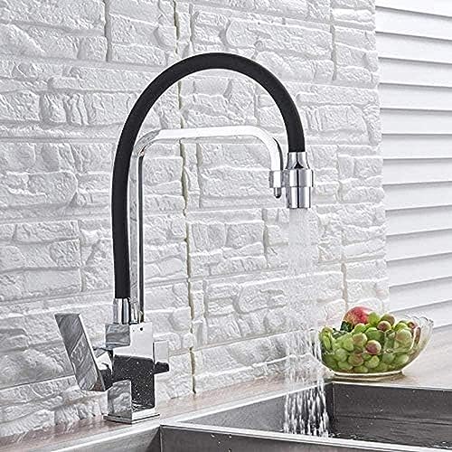 -Wasserhahn Wasserfilter Wasserhahn Küchenarmatur Doppelhandel-Wasserhahn Am Decksarmatur 360-Grad-Rotationswasserreinigungsfunktion Kran Installiert von ZCHZCS