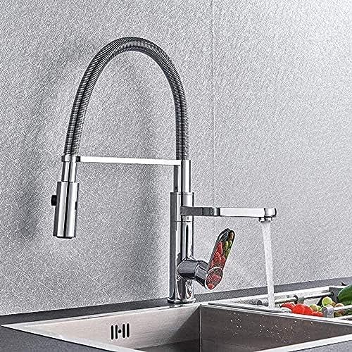 Wasserhahn Ziehen Down Kitchen Wasserhahn Chrom Kaltes Heißes Wasser Dual Swivel Spout Waschbecken Mixer Haken 360 Rotation 3-Fuß von ZCHZCS