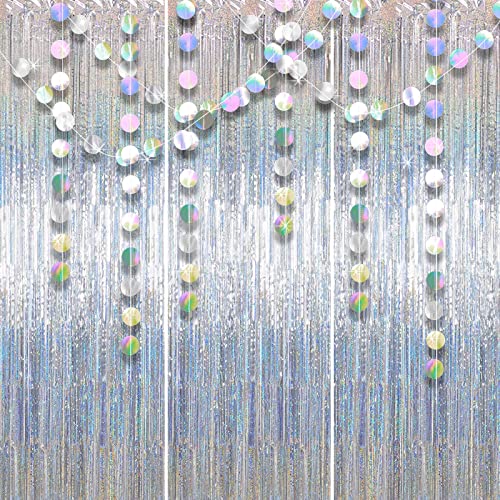 ZCOINS 3 Stück Lametta Vorhang Silber und 3 Stück Papier Girlande Glitzer Runde Kreis, Glitzervorhang Fadenvorhang Deko Silber für Disco Fasching Party Deko Geburtstagsdeko Gatsby Party ZCOINS 3 Stück Lametta Vorhang Silber und 3 Stück Papier Girlande Glitzer Runde Kreis, Glitzervorhang Fadenvorhang Deko Silber für Disco Fasching Party Deko Geburtstagsdeko Gatsby Party von ZCOINS