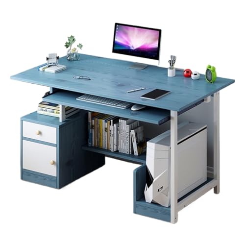 ZCSO Eckschreibtisch, Heimbüro, Computertisch mit Tastaturablage und CPU-Halterung, Bücherregal, Schublade, multifunktionaler Arbeitsplatz, Schlafzimmerschreibtisch (B) von ZCSO