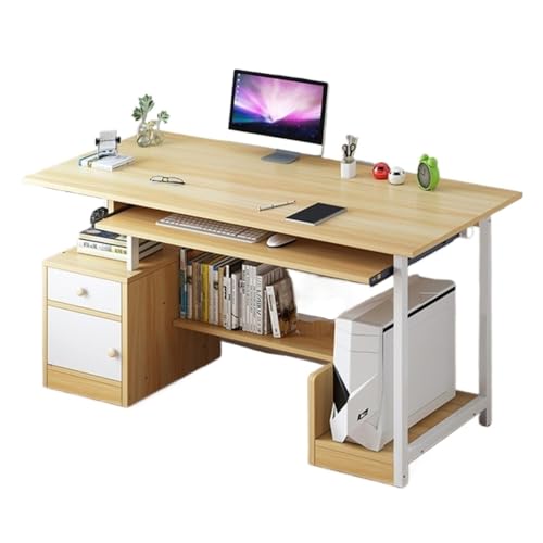 ZCSO Eckschreibtisch, Heimbüro, Computertisch mit Tastaturablage und CPU-Halterung, Bücherregal, Schublade, multifunktionaler Arbeitsplatz, Schlafzimmerschreibtisch (C) von ZCSO