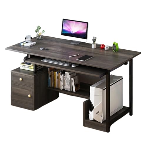 ZCSO Eckschreibtisch, Heimbüro, Computertisch mit Tastaturablage und CPU-Halterung, Bücherregal, Schublade, multifunktionaler Arbeitsplatz, Schlafzimmertisch (A) von ZCSO